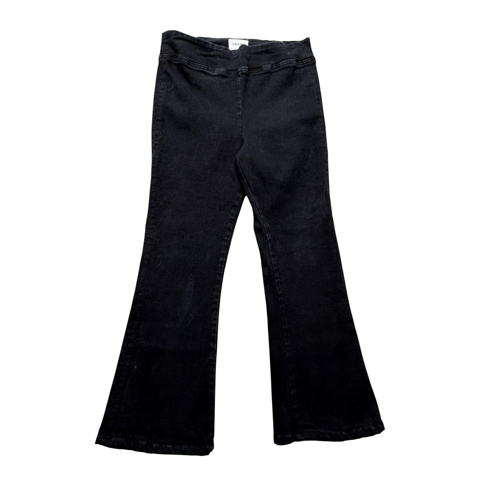 Frame Womens Pull On Flare Jeans 2 Black Sheen Noir High Rise 31x27
